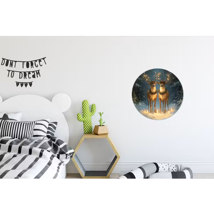 Wandcirkel - Aluminium - Dennensprookje - Rendier - Nacht — 5