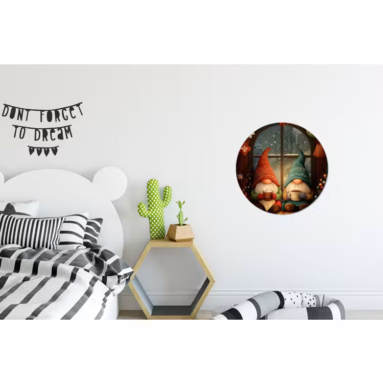 Wandcirkel - Aluminium - Gnooms - Kerst - Raam - Kleurrijk — 5
