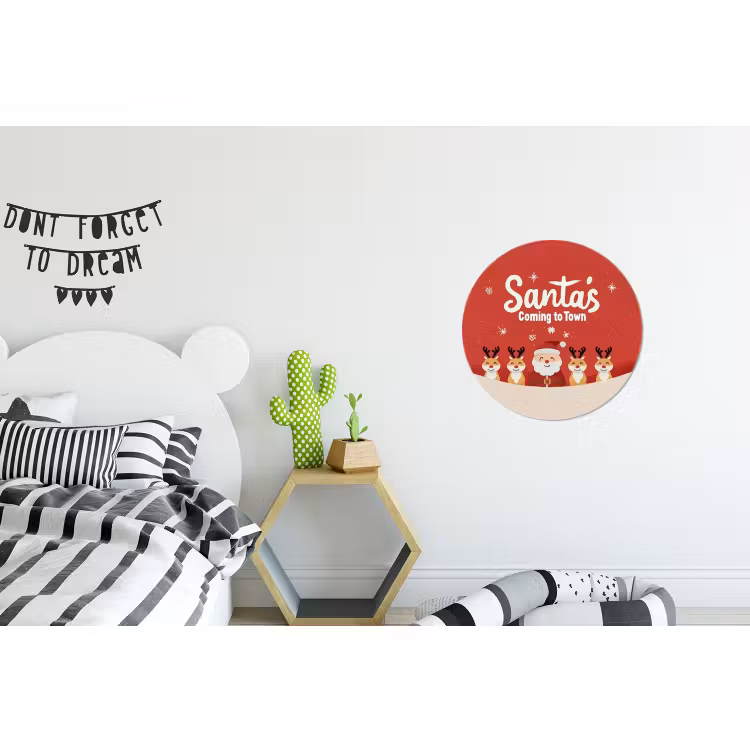 Wandcirkel - Aluminium - Illustratie - Kerstman - Rendieren - Rood — 5