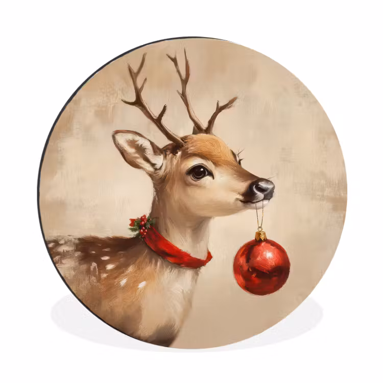 Wandcirkel - Aluminium - Kerst - Hert - Gewei - Kerstbal - Rendier — 1