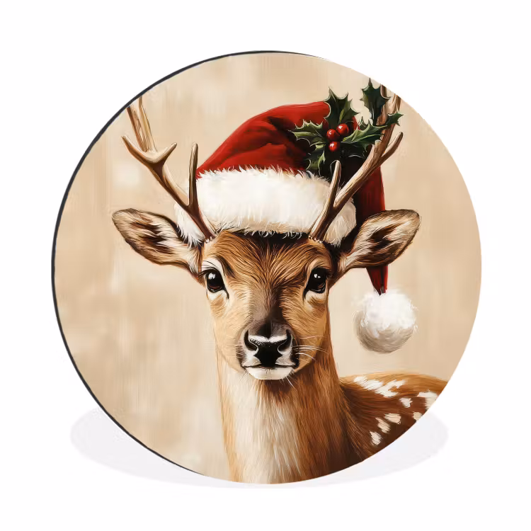 Wandcirkel - Aluminium - Kerst - Hert - Gewei - Rood — 1