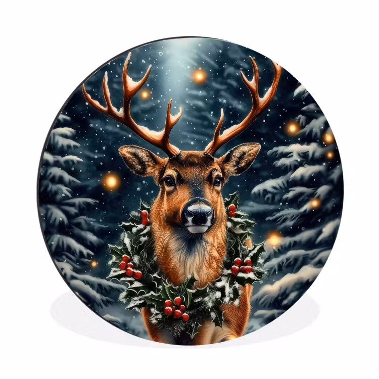 Wandcirkel - Aluminium - Kerst - Magie - Bos - Kleurrijk — 1
