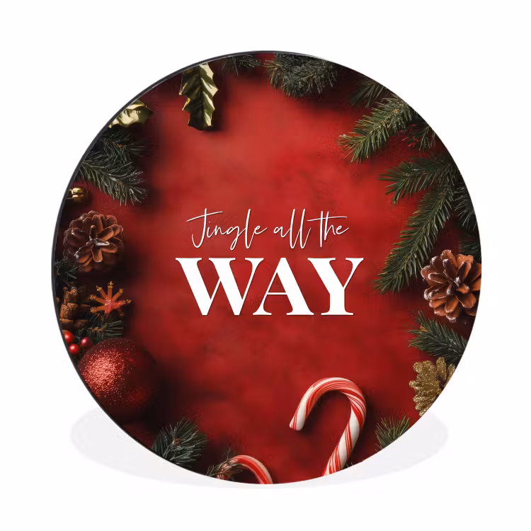 Wandcirkel - Aluminium - Kerst - Quote - Rood - Kerstballen — 1