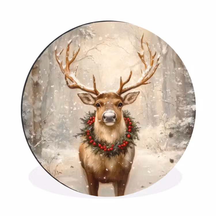 Wandcirkel - Aluminium - Kerst - Rendier - Winter - Krans — 1
