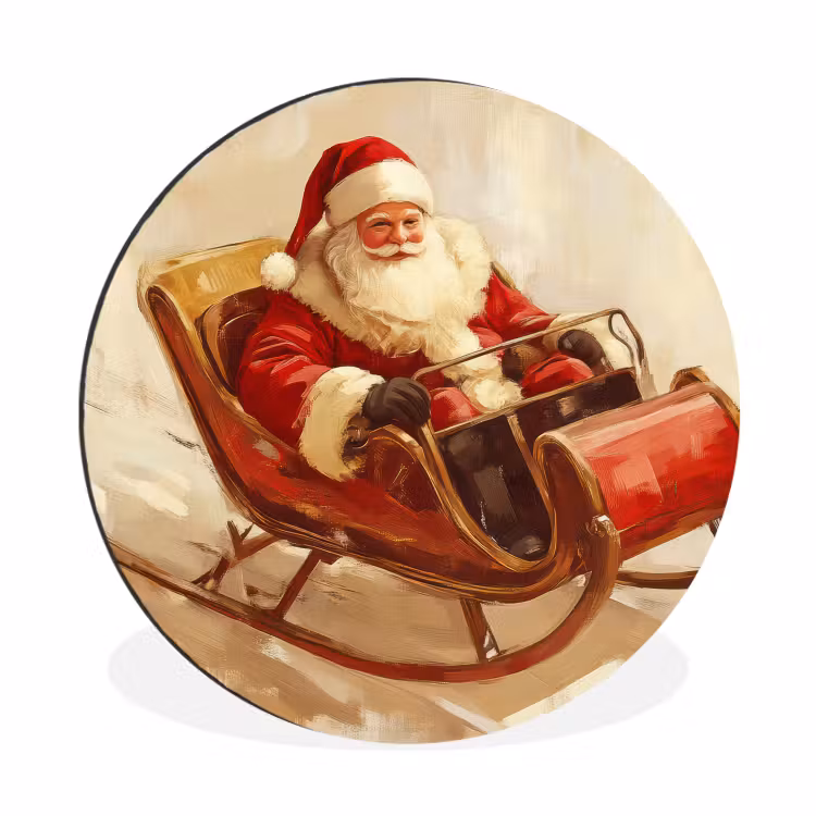 Wandcirkel - Aluminium - Kerst - Slee - Kerstman — 1