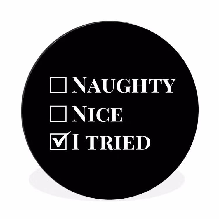 Wandcirkel - Aluminium - Kerst - Zwart - Wit - Quote - Grappig — 1