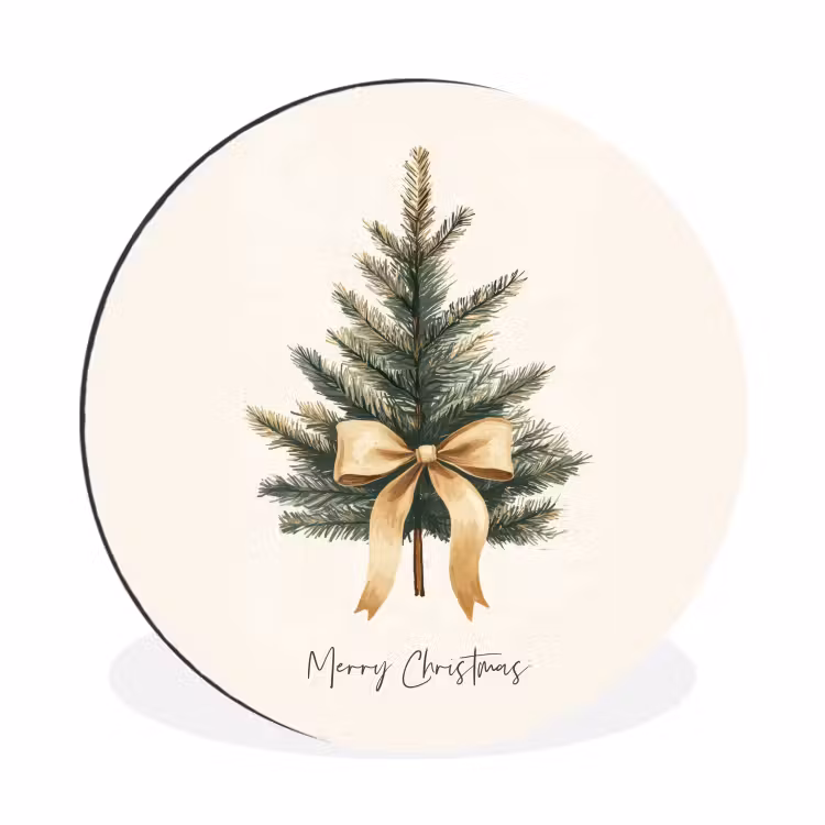 Wandcirkel - Aluminium - Kerstboom - Kerst - Merry Christmas - Beige — 1