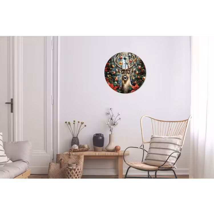 Wandcirkel - Aluminium - Kerstfeest - Dennenbos - Rood — 2