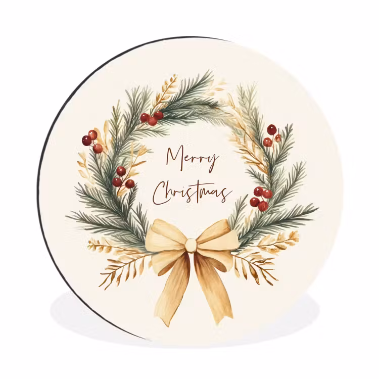 Wandcirkel - Aluminium - Kerstkrans - Kerst - Goud - Beige — 1
