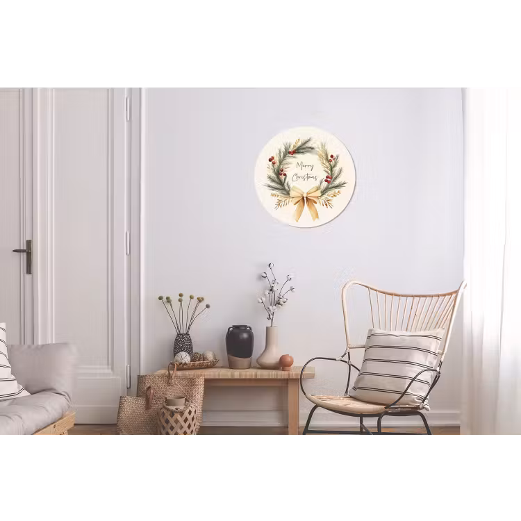 Wandcirkel - Aluminium - Kerstkrans - Kerst - Goud - Beige — 2