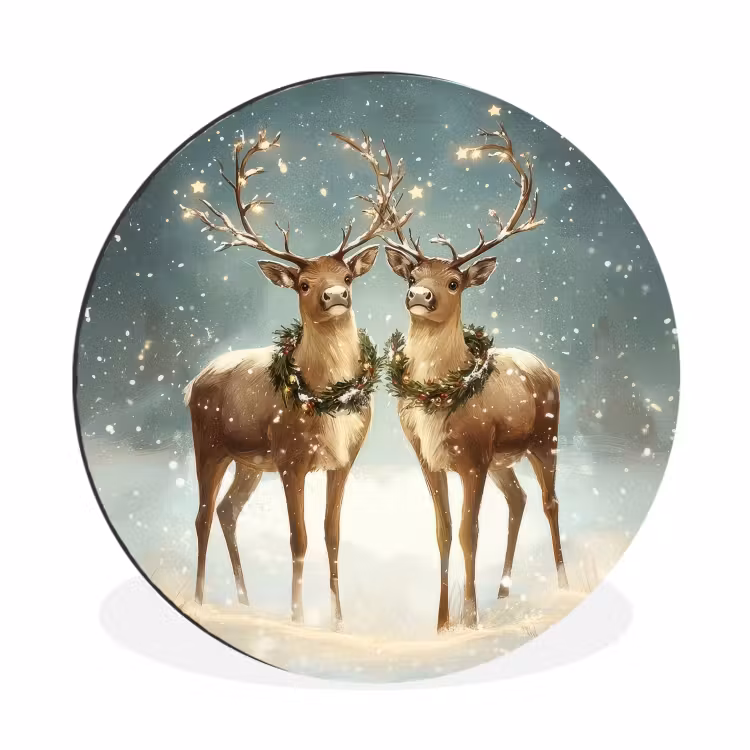 Wandcirkel - Aluminium - Kerstmagie - Winterwoud - Rendier — 1