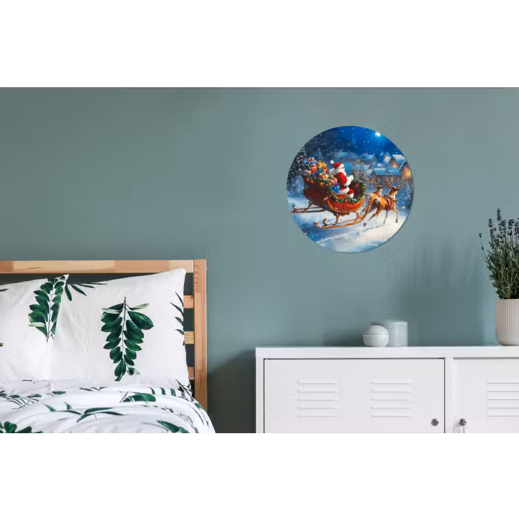 Wandcirkel - Aluminium - Kerstman - Rendier - Kerst - Sneeuw — 4