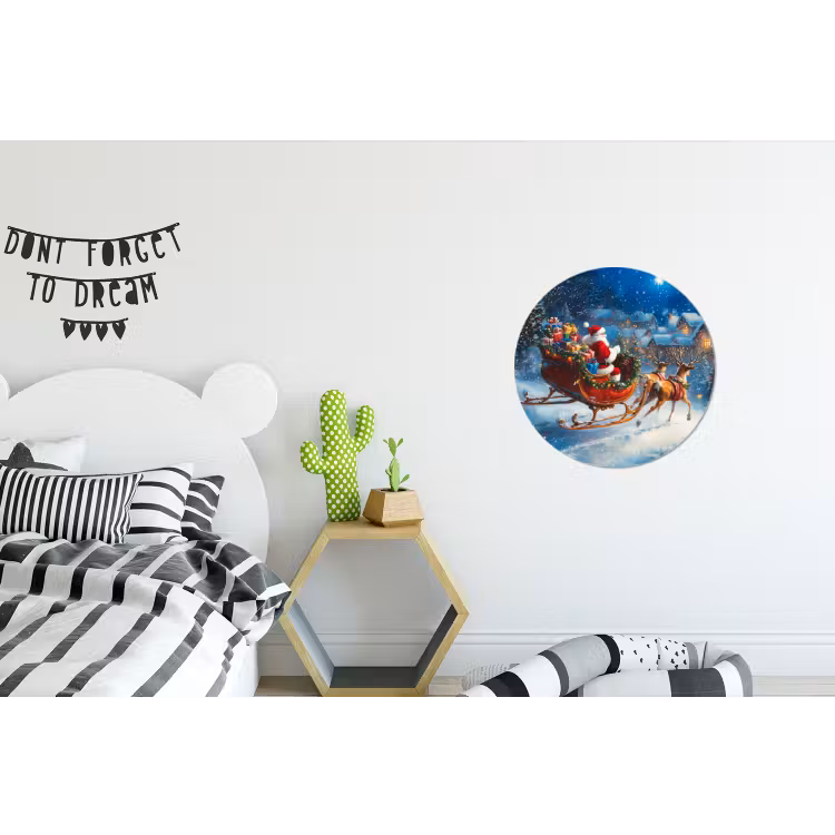 Wandcirkel - Aluminium - Kerstman - Rendier - Kerst - Sneeuw — 5