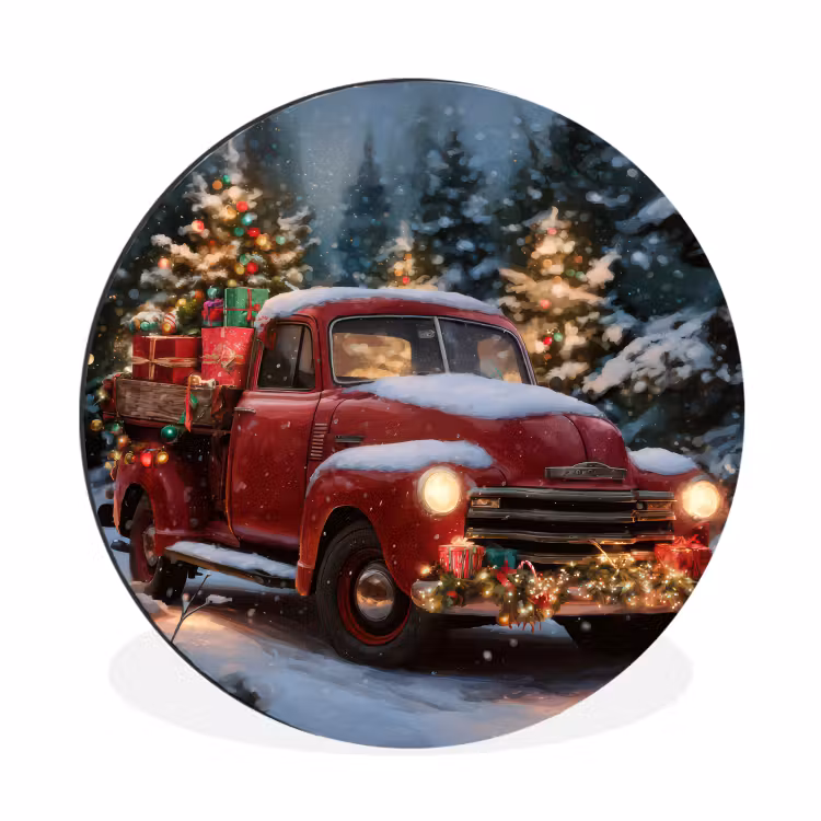 Wandcirkel - Aluminium - Kersttruck - Sneeuwbos - Rood — 1
