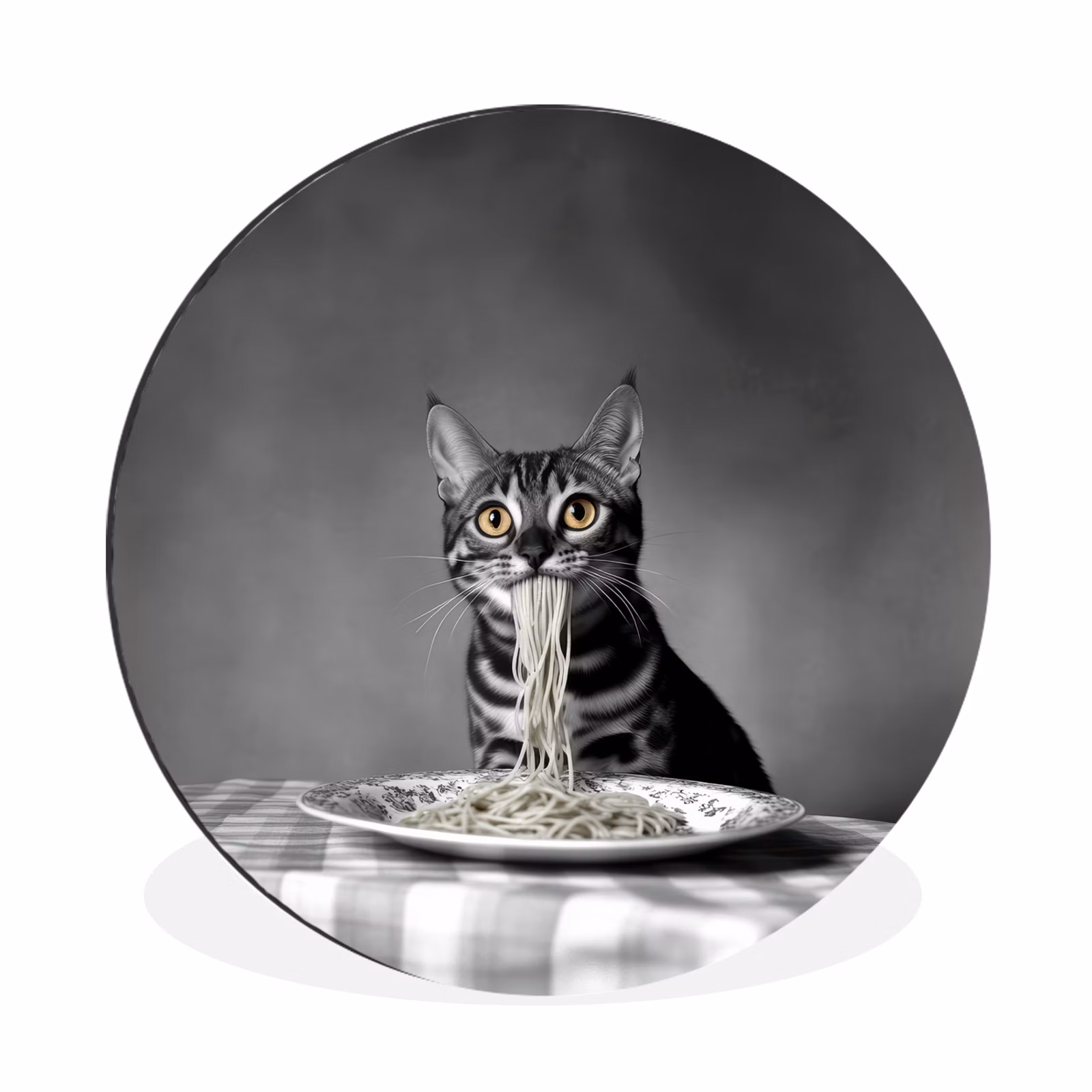 Wandcirkel - Aluminium - Bengaal - Kat - Tafelkleed - Zwart - Wit - Dier — 1