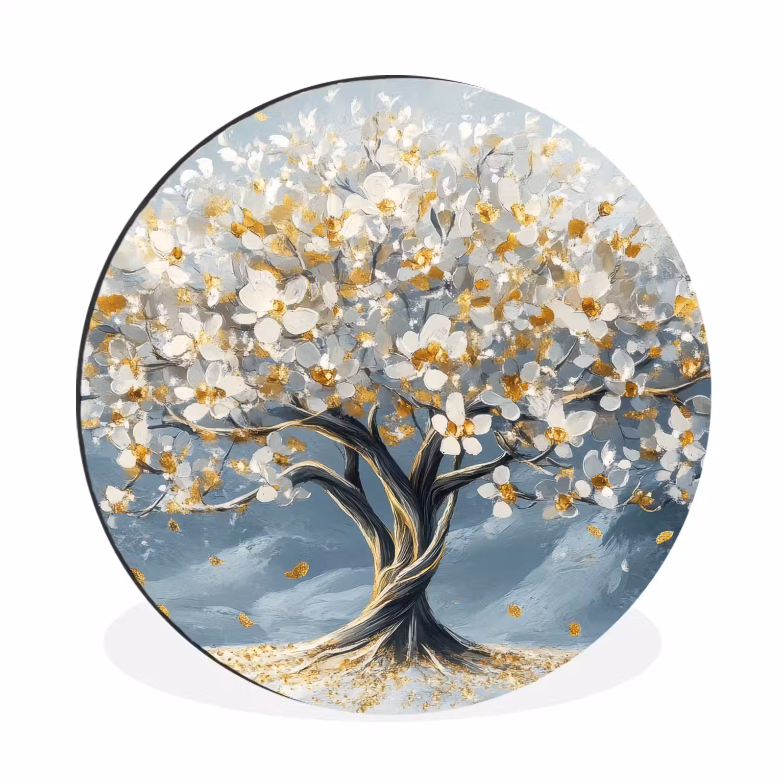 Wandcirkel - Aluminium - Boom - Winter - Levensboom - Modern - Goud — 1