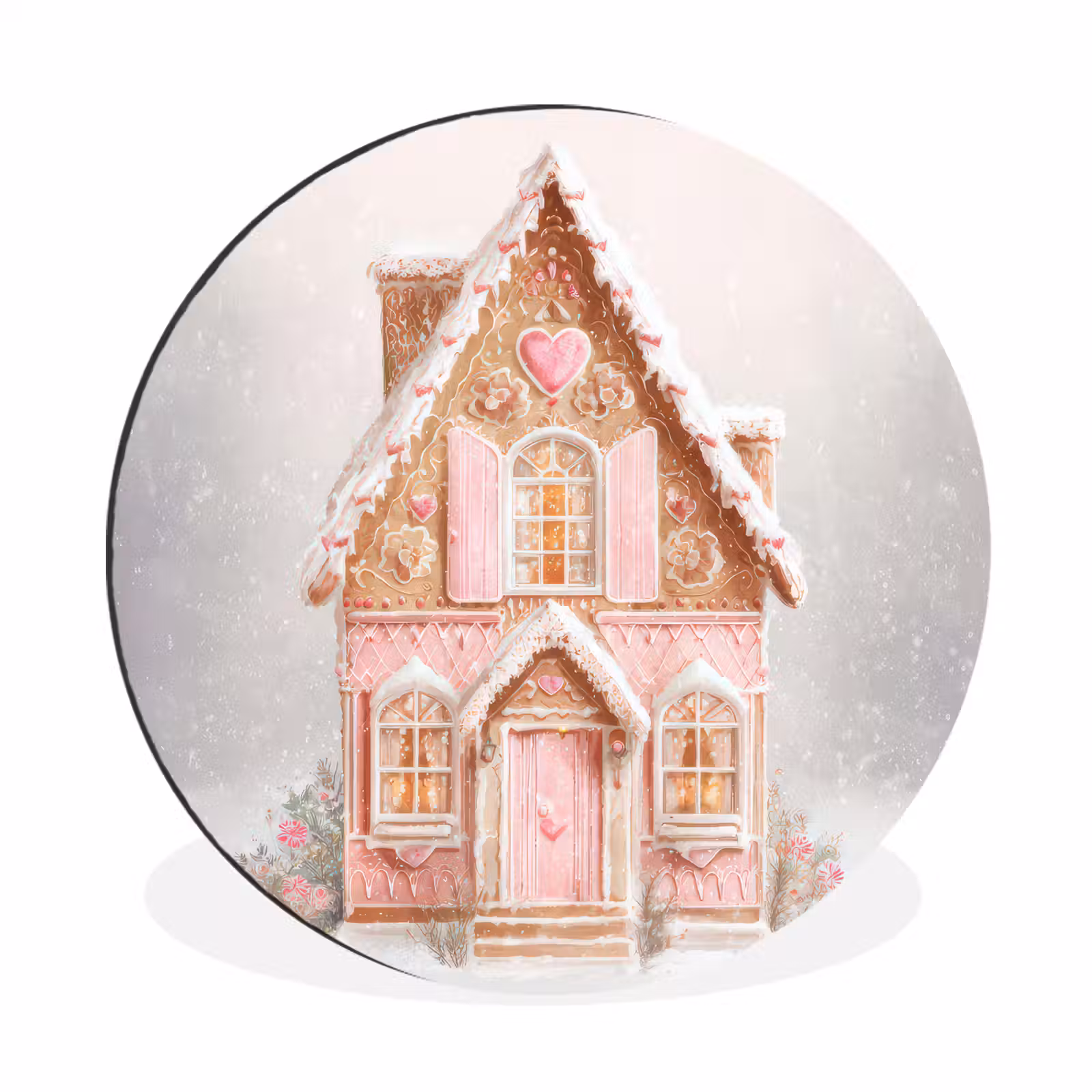 Wandcirkel - Aluminium - Huisje - Suiker - Pastel — 1