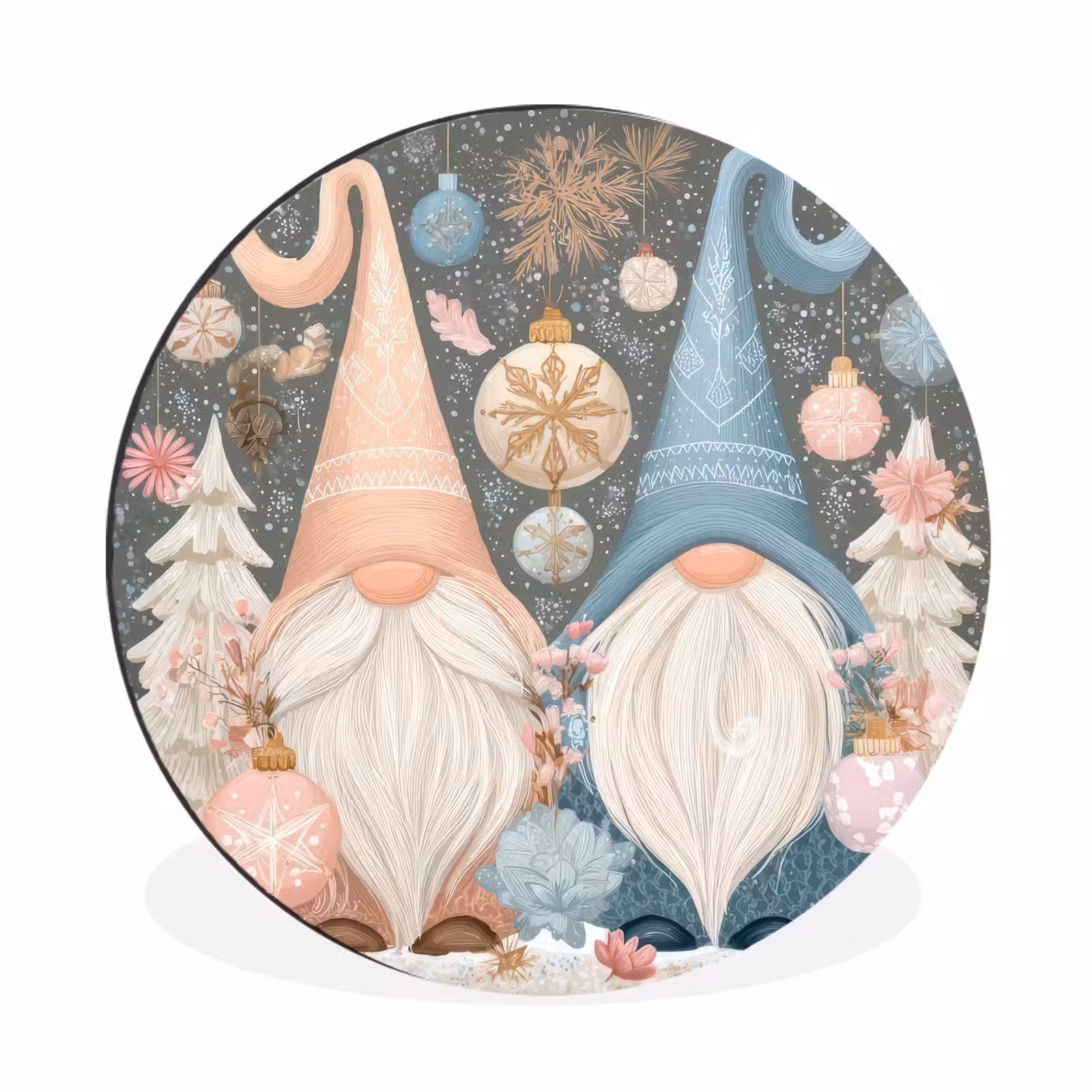 Wandcirkel - Aluminium - Kerst - Gnomen - Pastel — 1