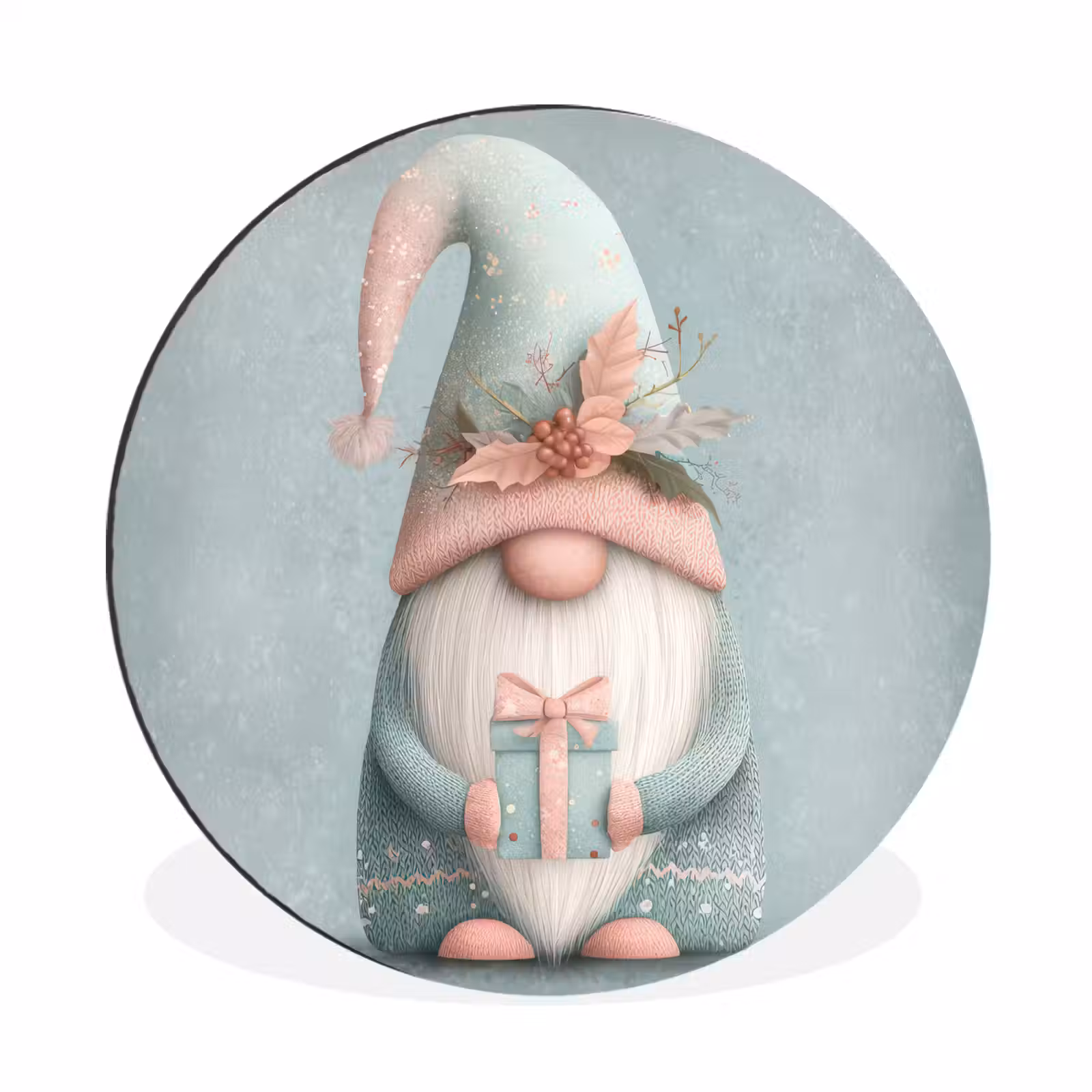 Wandcirkel - Aluminium - Kerstgnome - Cadeau - Groen — 1