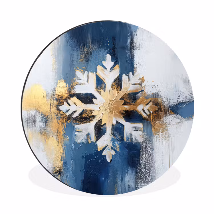 Wandcirkel - Aluminium - Abstract - Winter - Sneeuwvlok - Sneeuw - Goud — 1