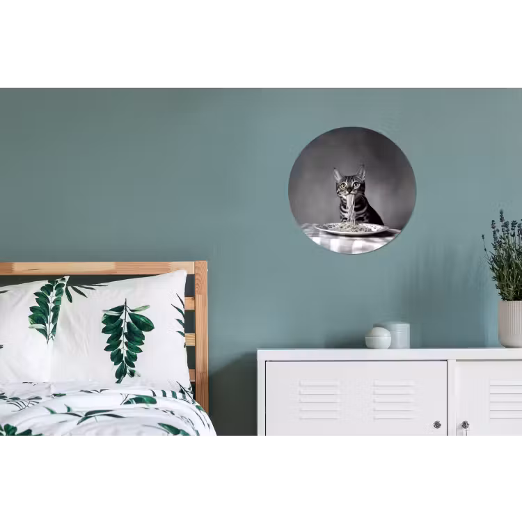 Wandcirkel - Aluminium - Bengaal - Kat - Tafelkleed - Zwart - Wit - Dier — 4