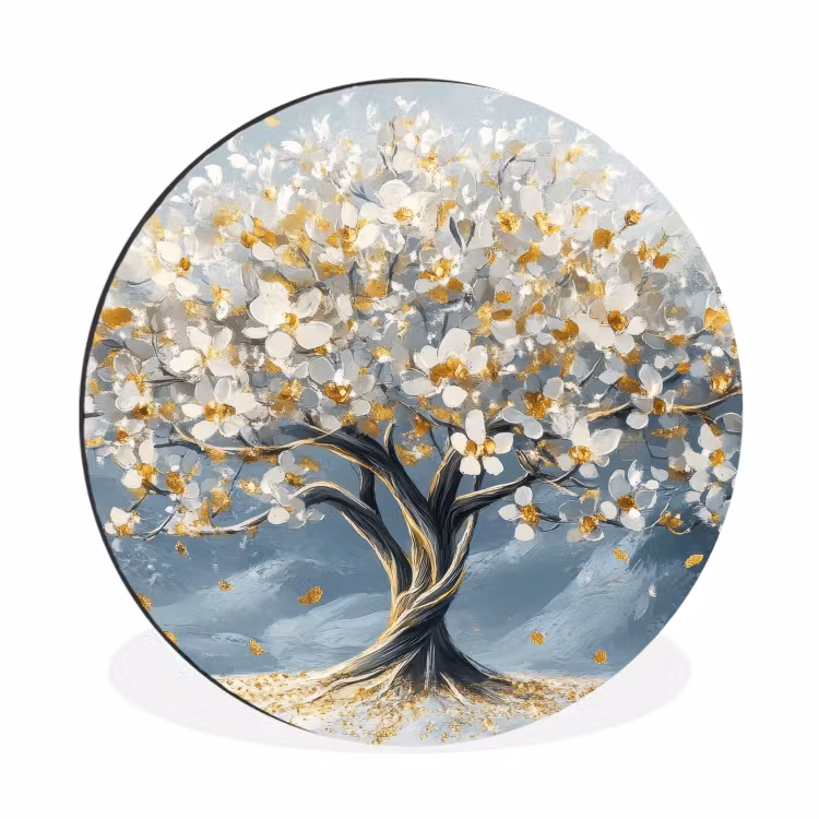 Wandcirkel - Aluminium - Boom - Winter - Levensboom - Modern - Goud — 1