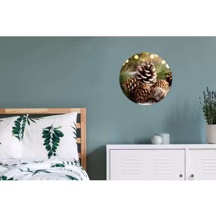 Wandcirkel - Aluminium - Dennenappels - Kerstsfeer - Bruin - Groen — 4