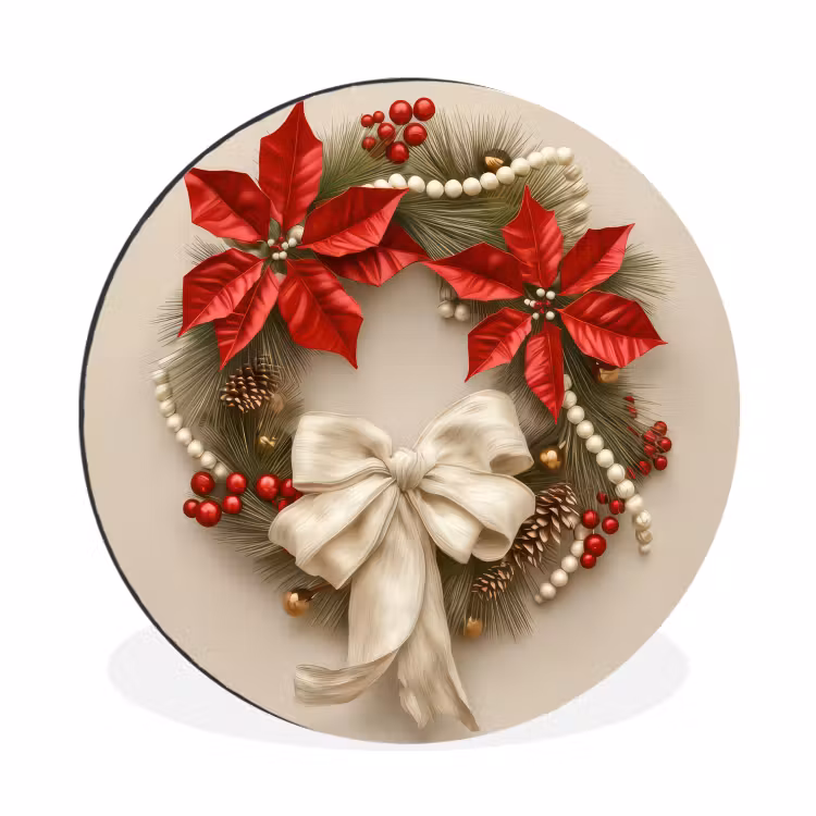 Wandcirkel - Aluminium - Deurkrans - Strik - Kerst - Rood - Groen — 1