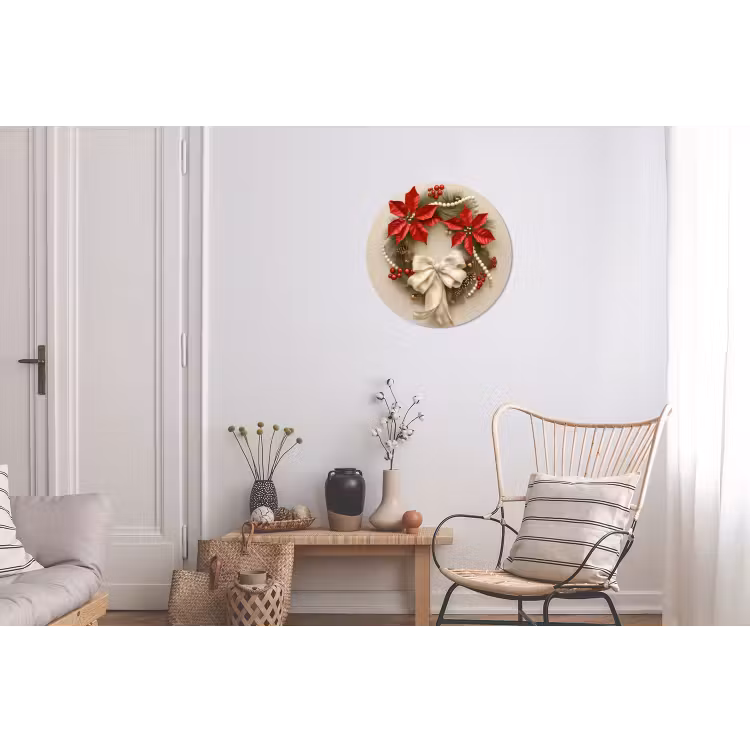 Wandcirkel - Aluminium - Deurkrans - Strik - Kerst - Rood - Groen — 2