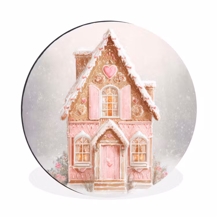 Wandcirkel - Aluminium - Huisje - Suiker - Pastel — 1