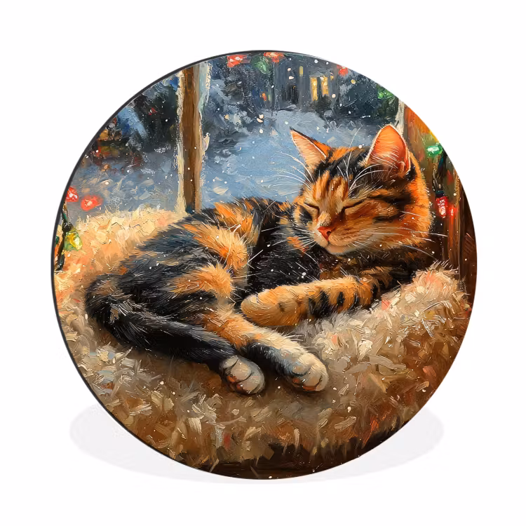 Wandcirkel - Aluminium - Kat - Kerst - Winter - Dier — 1