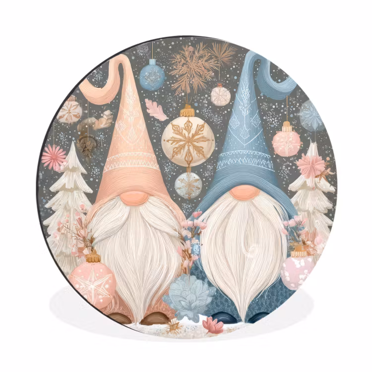 Wandcirkel - Aluminium - Kerst - Gnomen - Pastel — 1