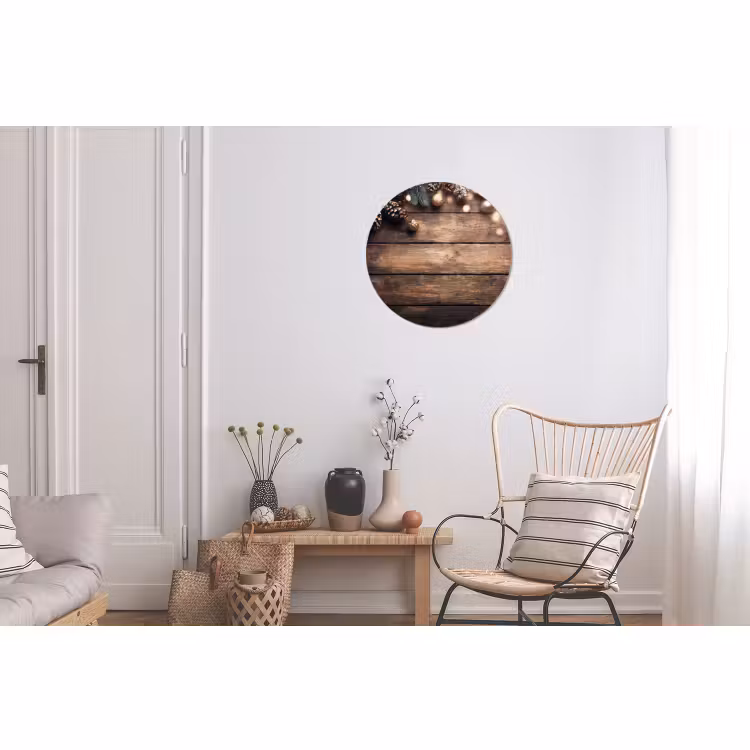 Wandcirkel - Aluminium - Kerstdecoratie - Houten - Dennenappel - Bruin — 2