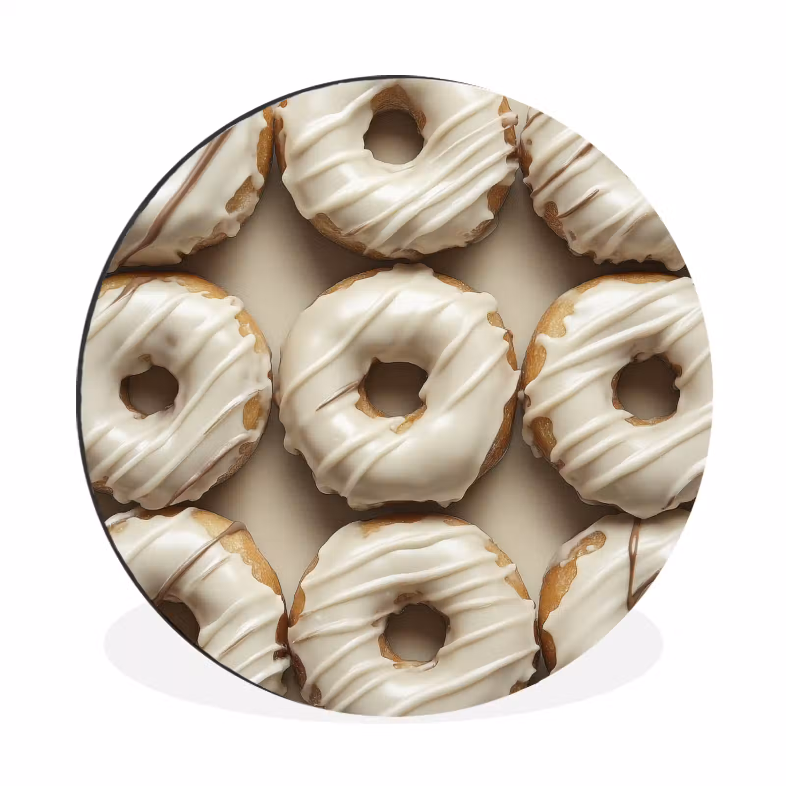 Wandcirkel - Aluminium - Donuts - Chocolade - Wit - Beige — 1