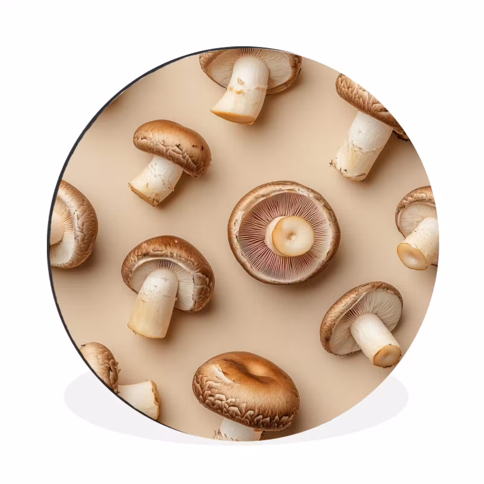 Wandcirkel - Aluminium - Kastanje Champignons - Beige — 1