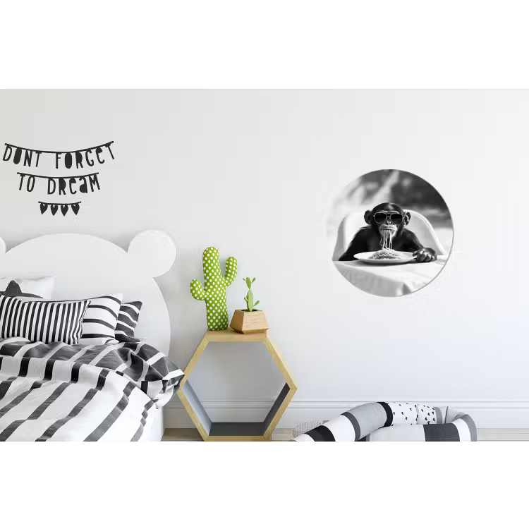 Wandcirkel - Aluminium - Aap - Spaghetti - Zonnebril - Zwart wit - Cool - Dier — 5