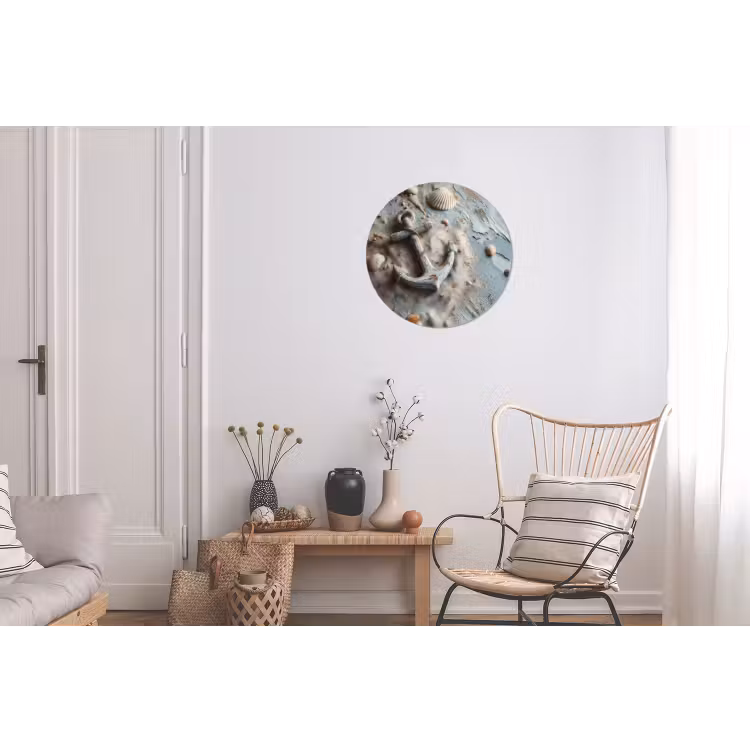 Wandcirkel - Aluminium - Anker - Hout - Schelpen - Zand — 2