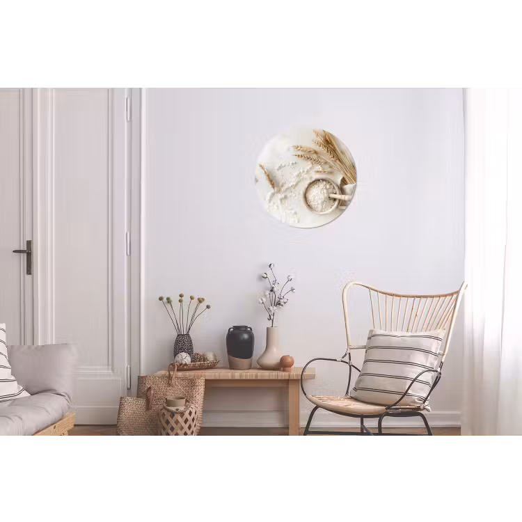 Wandcirkel - Aluminium - Bloem - Hout - Tarwe — 2