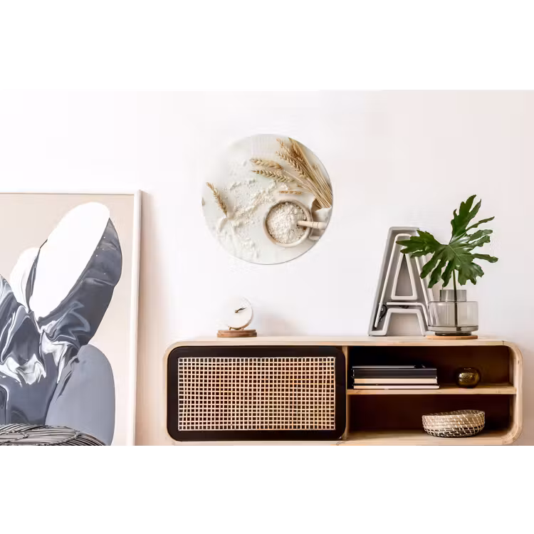 Wandcirkel - Aluminium - Bloem - Hout - Tarwe — 3