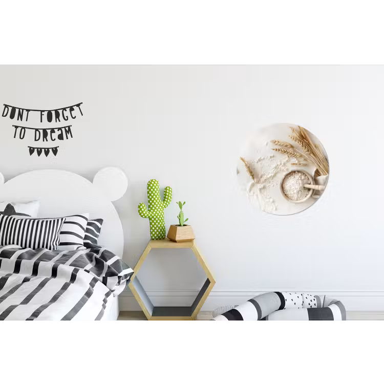 Wandcirkel - Aluminium - Bloem - Hout - Tarwe — 5