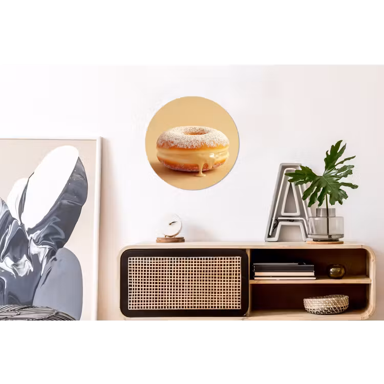 Wandcirkel - Aluminium - Donut - Romig - Poedersuiker - Beige — 3