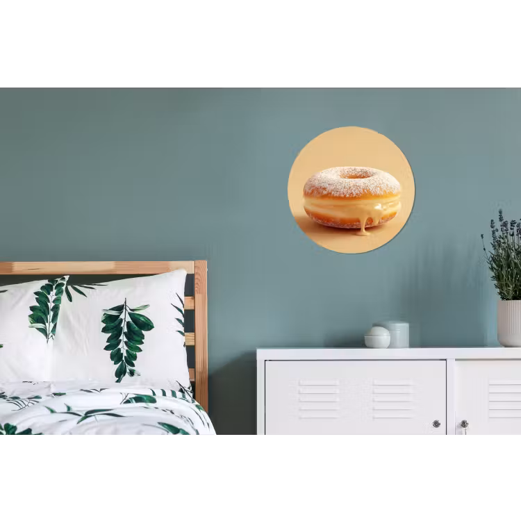 Wandcirkel - Aluminium - Donut - Romig - Poedersuiker - Beige — 4