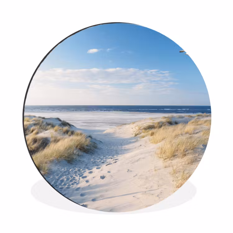 Wandcirkel - Aluminium - Duin - Meeuw - Strand - Zee - Zon — 1