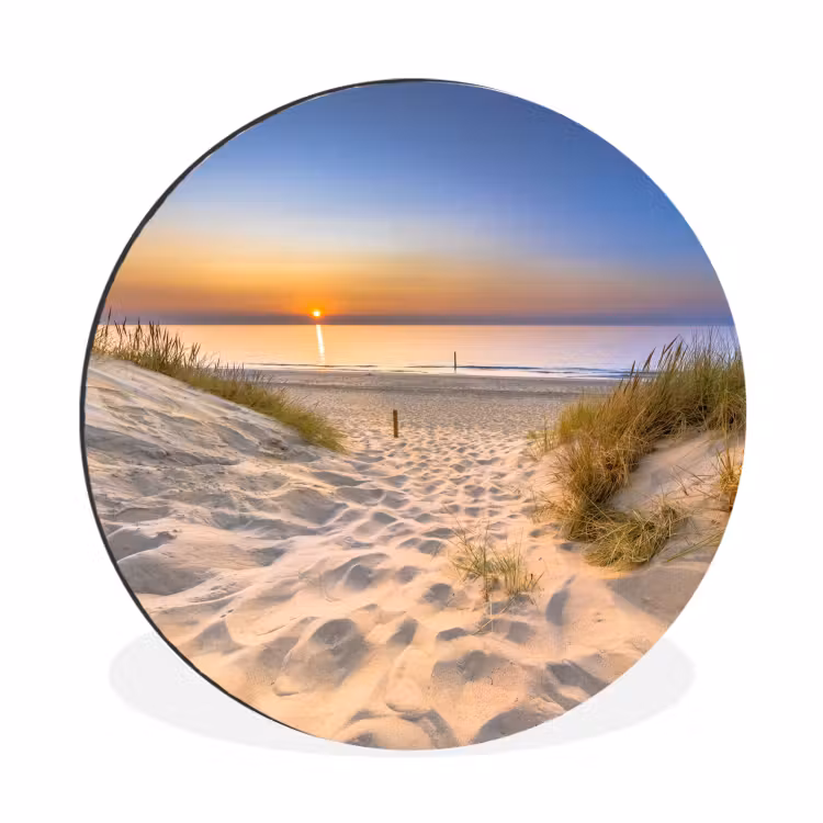 Wandcirkel - Aluminium - Duin - Zonsondergang - Horizon - Strand - Gras — 1