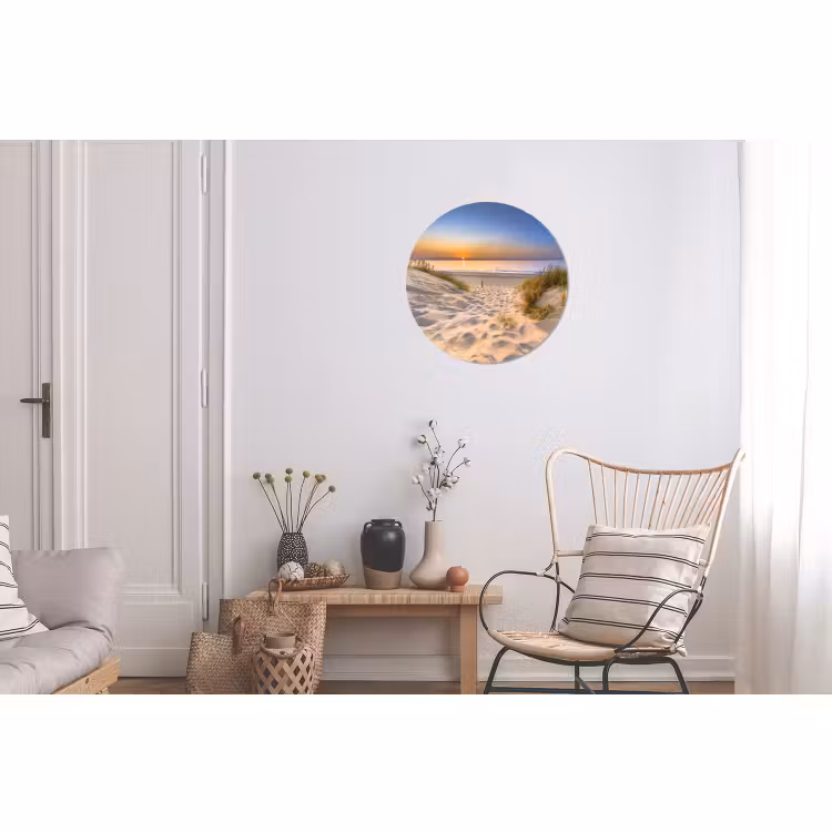 Wandcirkel - Aluminium - Duin - Zonsondergang - Horizon - Strand - Gras — 2