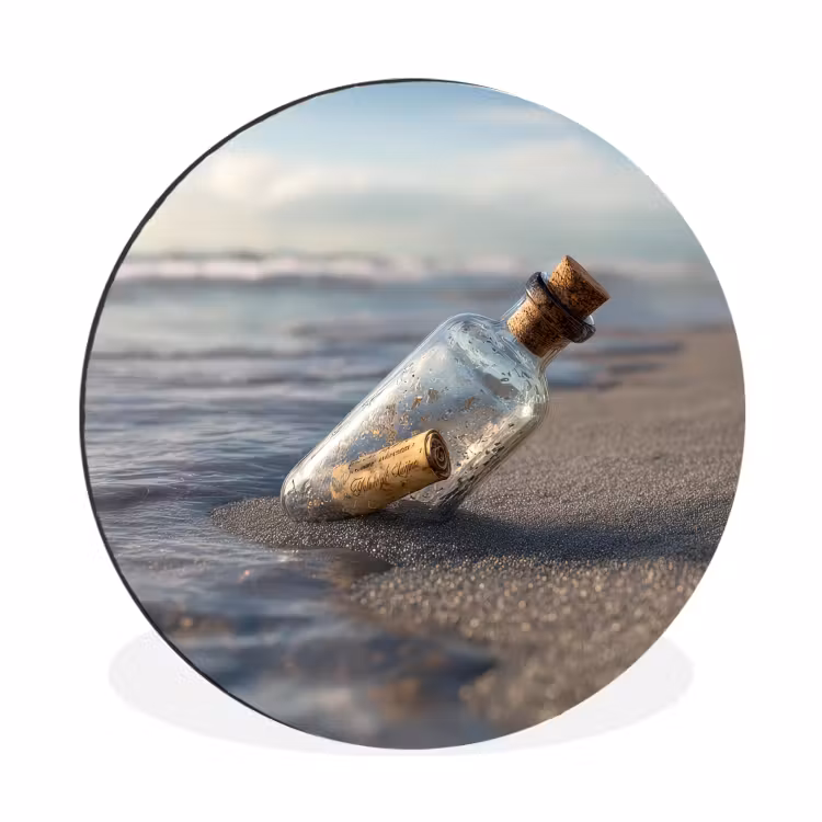 Wandcirkel - Aluminium - Glazenfles - Post - Zee - Zand — 1