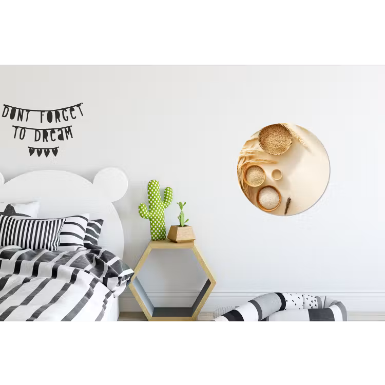 Wandcirkel - Aluminium - Granen - Hout - Kom - Beige — 5