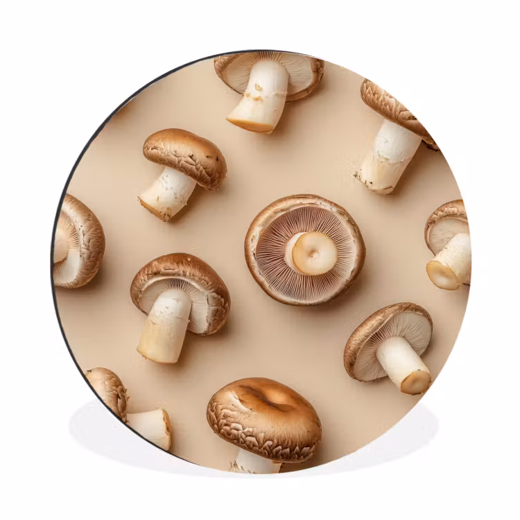 Wandcirkel - Aluminium - Kastanje Champignons - Beige — 1