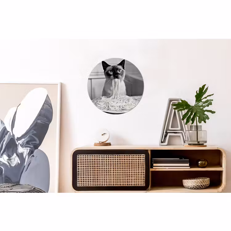 Wandcirkel - Aluminium - Kat - Siamees - Zwart Wit - Schattig - Dieren — 3