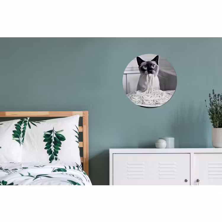 Wandcirkel - Aluminium - Kat - Siamees - Zwart Wit - Schattig - Dieren — 4